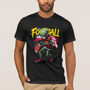 Alien spelen Amerikaanse football stijl graffiti T-shirt