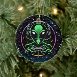 Alien Spelen Videospellen met Sterrenachtergrond Keramisch Ornament