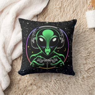 Alien Spelen Videospellen met Sterrenachtergrond Kussen