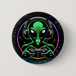 Alien Spelen Videospellen met Sterrenachtergrond Ronde Button 5,7 Cm