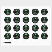 Alien Spelen Videospellen met Sterrenachtergrond Ronde Sticker (Vel)