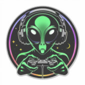 Alien Spelen Videospellen met Sterrenachtergrond Sticker (Voorkant)