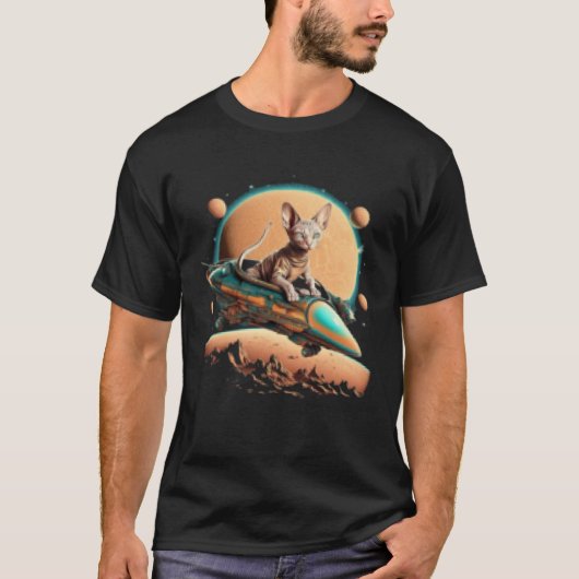 Alien Sphynx Cat UFO Extraterrestrial T-shirt (Voorkant)