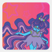 Alien Star Vierkante Sticker (Voorkant)
