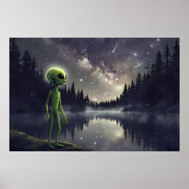 Alien Stargazer - Cosmic Lake Poster
