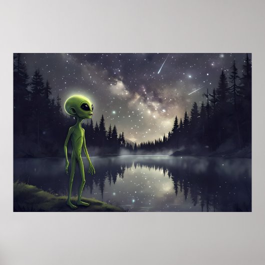Alien Stargazer - Cosmic Lake Poster (Voorkant)