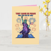 Alien Statue of Liberty 4 juli Kaart (Gele Bloem)