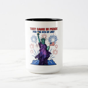 Alien Statue of Liberty 4 juli Tweekleurige Koffiemok