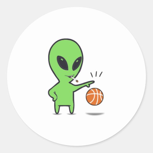 Alien Stick Ball Ronde Sticker (Voorkant)
