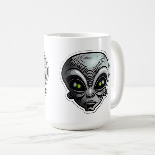 Alien Sticker Art Classic Mok, 15 oz Koffiemok (Voorkant rechts)
