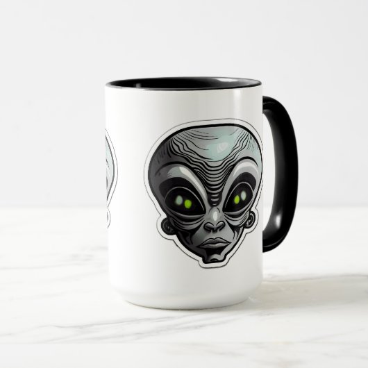 Alien Sticker Art Combo Mok, 15 oz Mok (Voorkant rechts)