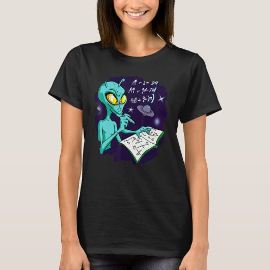 Alien Studying Solving Math Science Physics Equati T-shirt (Voorkant)