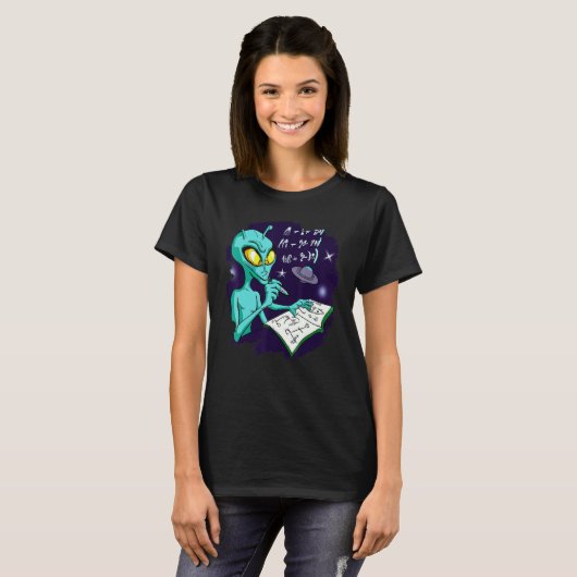 Alien Studying Solving Math Science Physics Equati T-shirt (Voorkant volledig)