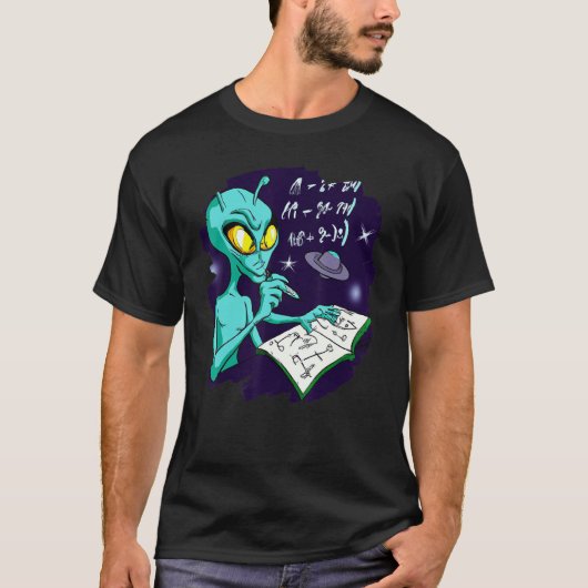 Alien Studying Solving Math Science Physics Equati T-shirt (Voorkant)
