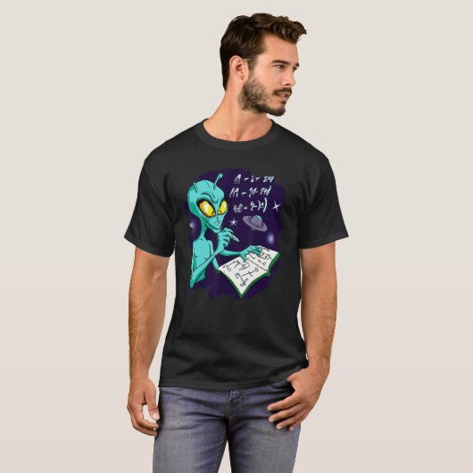 Alien Studying Solving Math Science Physics Equati T-shirt (Voorkant volledig)