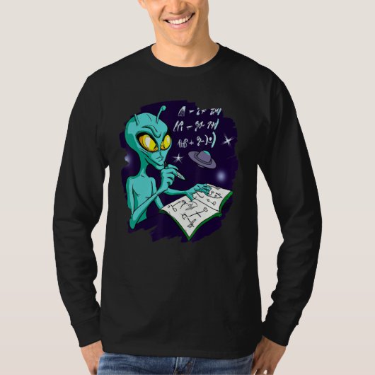 Alien Studying Solving Math Science Physics Equati T-shirt (Voorkant)