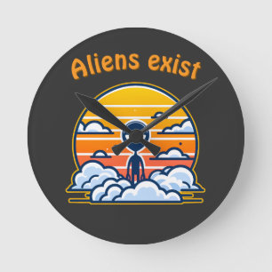 Alien Sunset esthetisch   Sci-Fi Alien Sunset Ronde Klok