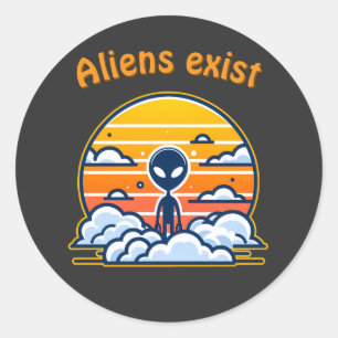 Alien Sunset esthetisch   Sci-Fi Alien Sunset Ronde Sticker