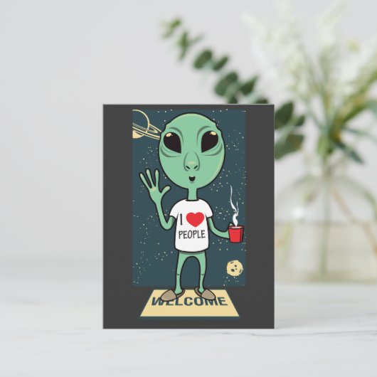 Alien T-Shirt Briefkaart (Staand voorkant)