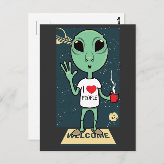 Alien T-Shirt Briefkaart (Voorkant / Achterkant)