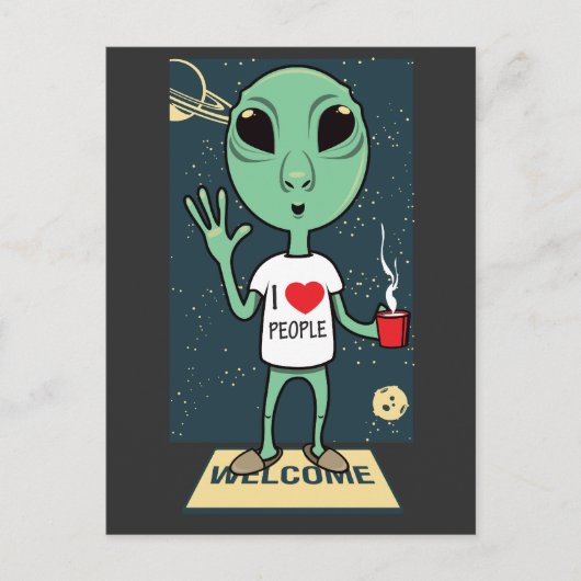 Alien T-Shirt Briefkaart (Voorkant)