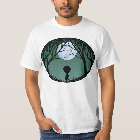 Alien T-shirt Mannen Alien w. Moon Shirten (Voorkant)