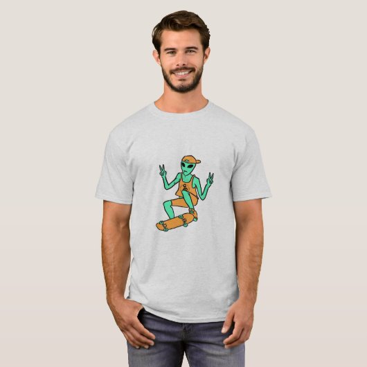 Alien T-shirt voor skateboarden (Voorkant volledig)