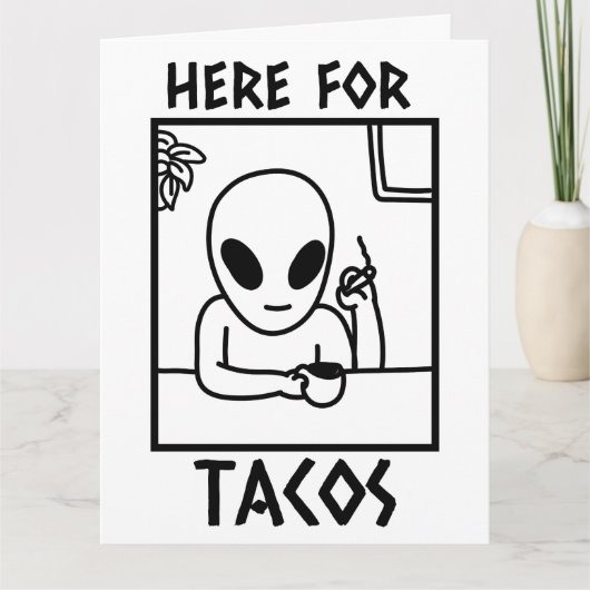 ALIEN TACOS GRAPPIG GROOT VERJAARDAG WENSKAART KAART (Voorkant)