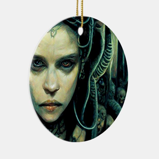 Alien Tech Girl Science Fiction Keramisch Ornament (Rechts)