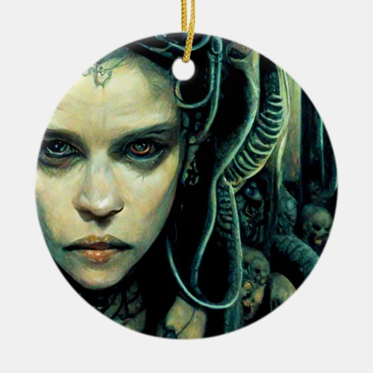 Alien Tech Girl Science Fiction Keramisch Ornament (Voorkant)