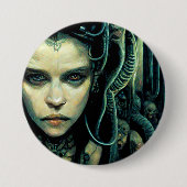 Alien Tech Girl Science Fiction Ronde Button 7,6 Cm (Voorkant)