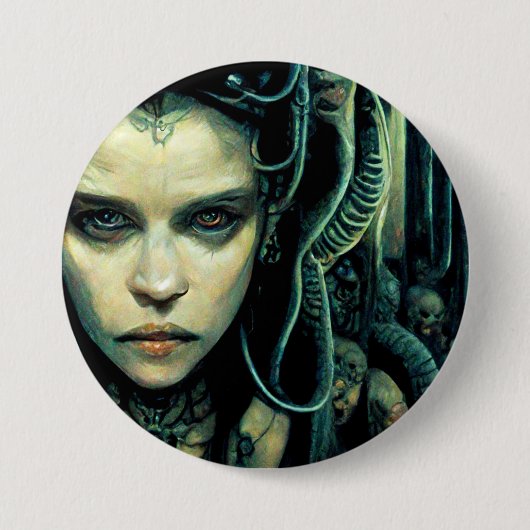 Alien Tech Girl Science Fiction Ronde Button 7,6 Cm (Voorkant)
