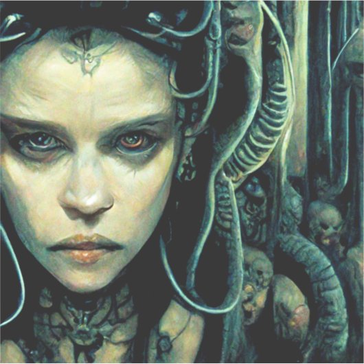 Alien Tech Girl Science Fiction Sticker (Voorkant)