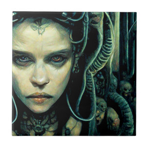 Alien Tech Girl Science Fiction Tegeltje