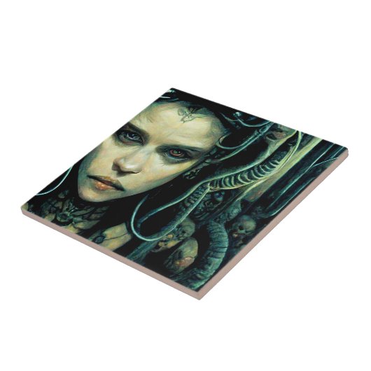 Alien Tech Girl Science Fiction Tegeltje (Zijkant)