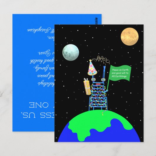 Alien thema kerst briefkaart door Jo Afbeeldingen (Voorkant / Achterkant)