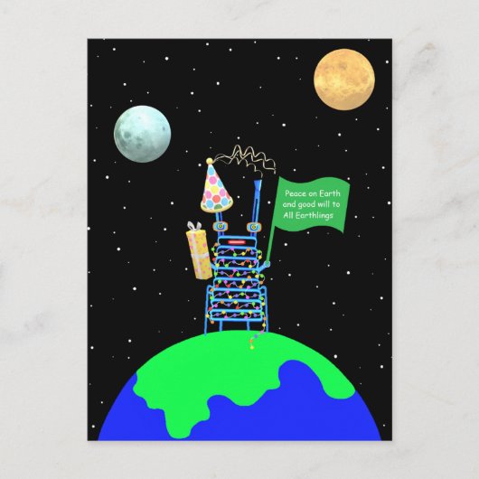 Alien thema kerst briefkaart door Jo Afbeeldingen (Voorkant)