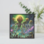 Alien Thema Verjaardagsfeestje Uitnodigen Kaart (Staand voorkant)