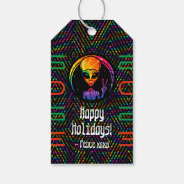 Alien Tie Dye Space Aangepaste Gift Labels Cadeaulabel