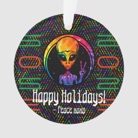 Alien Tie Dye Space Aangepaste Kerstversiering Ornament (voorkant)
