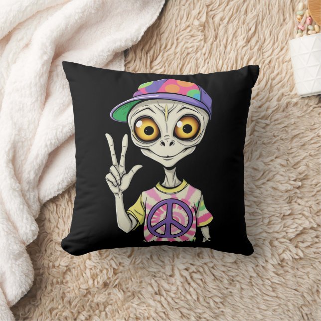 Alien toont het Vredesteken 1 Kussen (Deken)