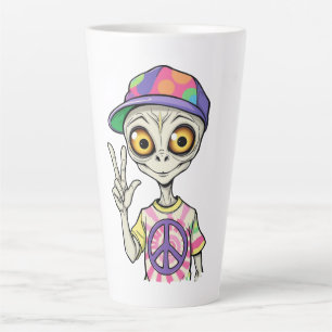 Alien toont het Vredesteken 1 Latte Mok