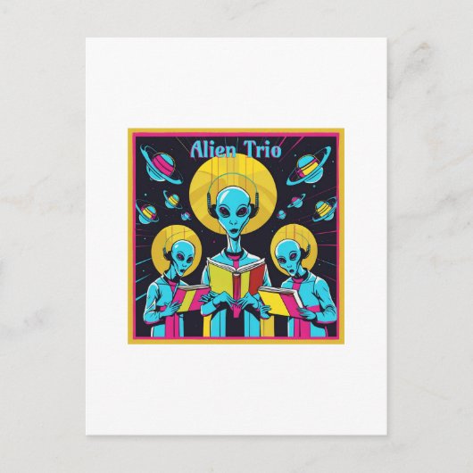 Alien Trio - een groep van drie buitenaardse zange Briefkaart (Voorkant)