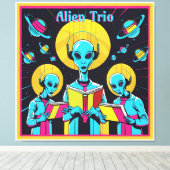 Alien Trio - een groep van drie buitenaardse zange Canvas Afdruk (Insitu (Houten vloer))