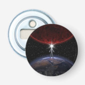 Alien tussen de planeten button flesopener (Voorkant)