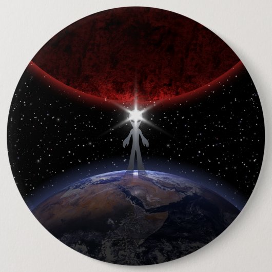 Alien tussen de planeten ronde button 6,0 cm (Voorkant)
