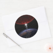 Alien tussen de planeten ronde sticker (Envelop)