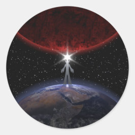 Alien tussen de planeten ronde sticker