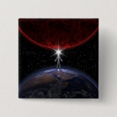 Alien tussen de planeten vierkante button 5,1 cm (Voorkant)