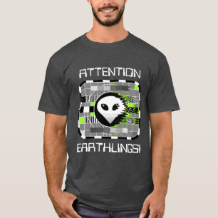 Alien TV 'ATTENTION EARTHLINGS' mannen grijs T-shirt